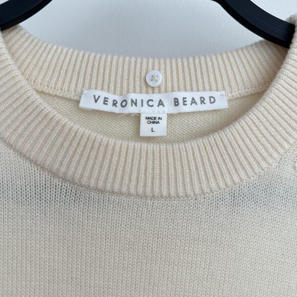 Veronica Beard Sweater Womens Large Cream Merino Wool Silk Layered Pullover - Picture 8 of 8